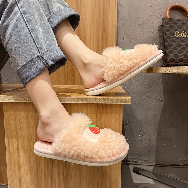 

slippers winter women house female warm flock slingbacks home cotton shoes ladies indoors soft comfortable flats women's slipper, Black