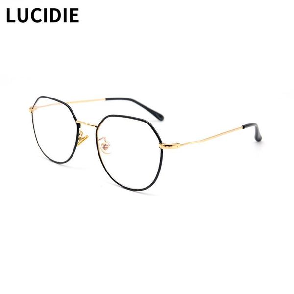 

metal glasses full frame men square myopia women optical eyeglasses 2021 korean polygon oversized eyewear fashion sunglasses frames, Black