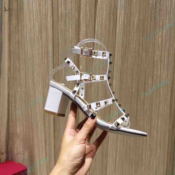 

high heels sandals women shoes genuine leather slingback pumps ladies fashion rivets with box, Black