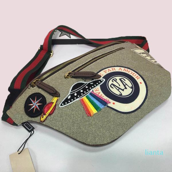 

classic embroidery waist bags women men fashion belt bag real leather pvc woman fannypack chest bag size 28*18*8cm