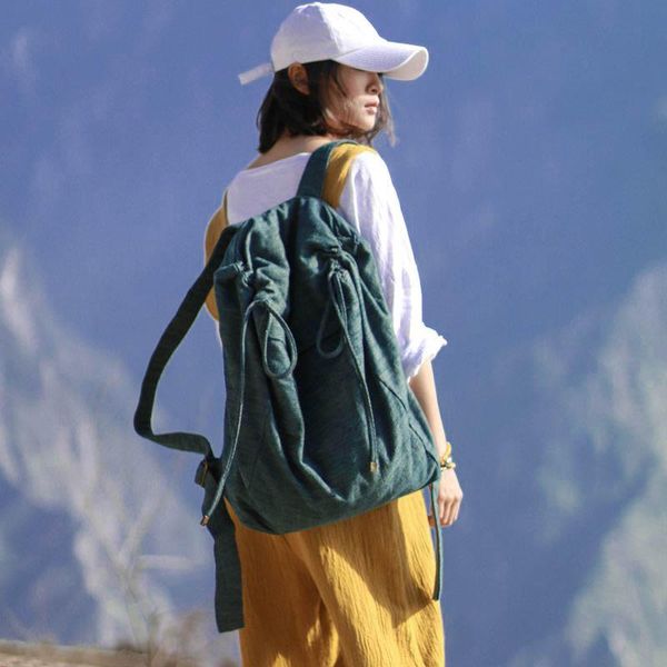 

backpack arrival women cotton vintage backpacks linen casual bags for men school