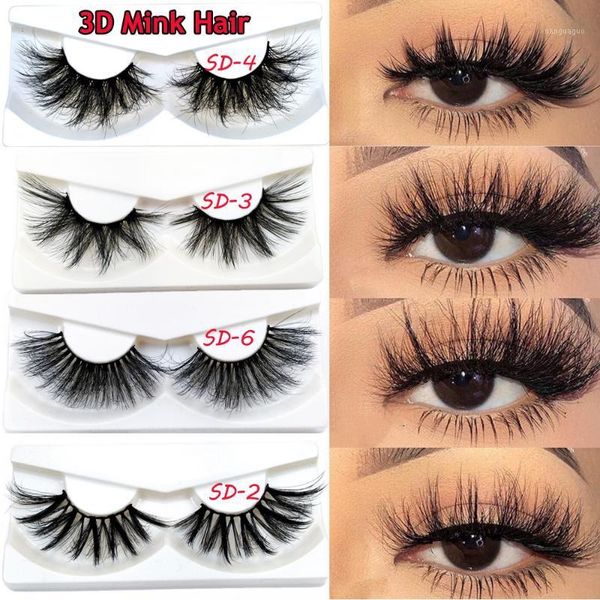 

1pair 3d faux mink hair false eyelashes wispies fluffies drama natural long soft handmade cruelty-black lashes1
