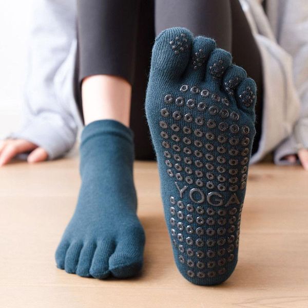 

sports socks yoga non-slip professional pure cotton breathable women's aerial pilates indoor beginner dance toe, Black