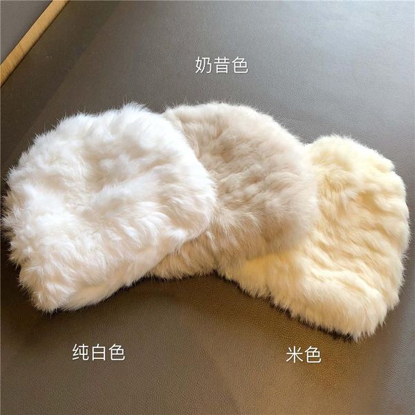 

stingy brim hats 2021 thickened warm real fur plush hat women's winter cold proof, Blue;gray