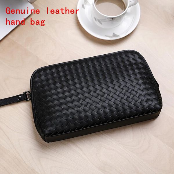 

factory brand men handbag woven fashion large capacity wallet multi function leather mens hand grip baotou layer leathers buffet leisure bag, Red;black