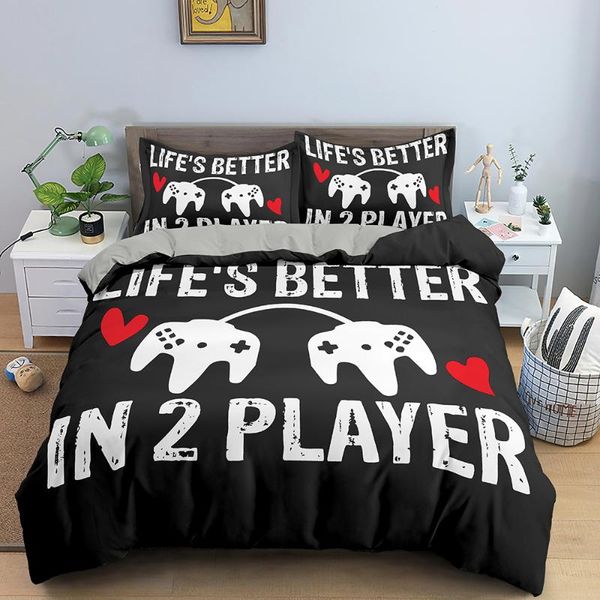 

bedding sets gamepad printed 3d cartoon duvet cover with pillowcase 2/3pcs home decor set comforter for kid bedroom bedclothes