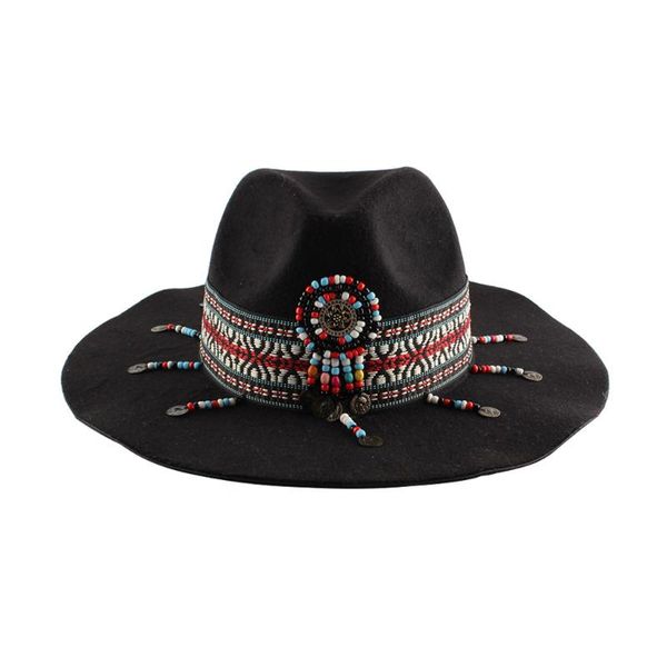 

wide brim hats autumn winter women color stitching hat men european and american jazz edge fisherman fashion elegant, Blue;gray