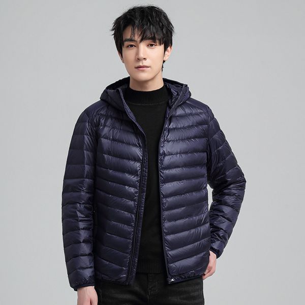 

Autumn and winter new hooded light et men's short fashion casual versatile white duck down trend, Black