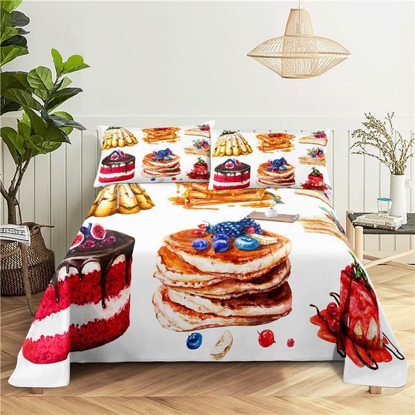 

delicious 0.9/1.2/1.5/1.8/2.0m digital printing polyester bed flat sheet with case print bedding set sheets & sets