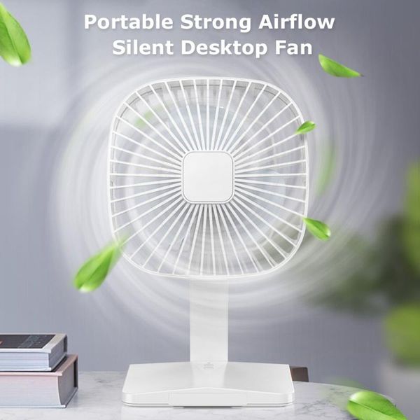 

electric fans usb rechargeable fan 3 speeds adjustable portable strong airflow silent deskwith base