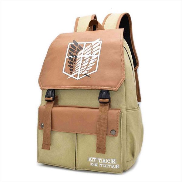 

anime backpack attack on titan mens cartoon canvas women schoolbag shoulders travel bags outdoor bag