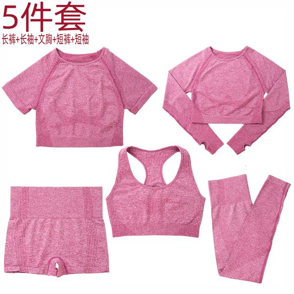 

tracksuits luxury yoga wearlulu fitns seamls yoga suit sport's running bra short sleeve shorts dot five piece set, Gray