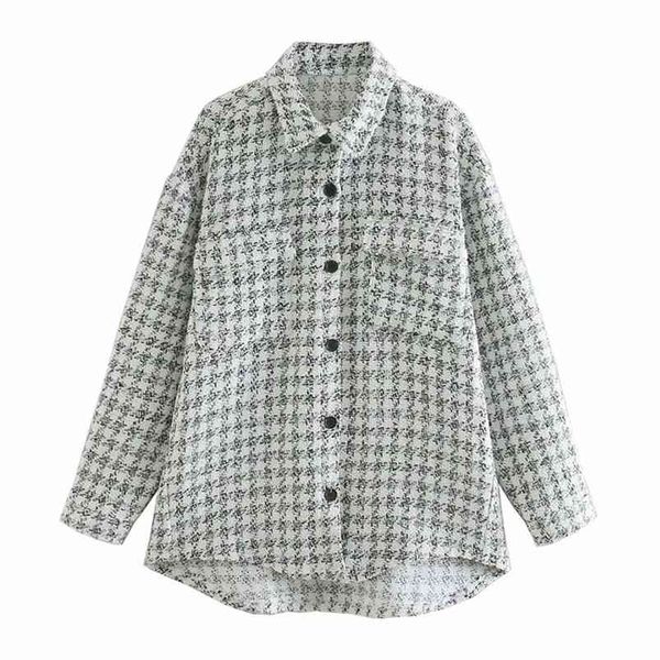 

women autumn warm plaid shirts jackets loose pockets turn-down collar fashion female street jacket outerwear xqj9228 210513, Black;brown