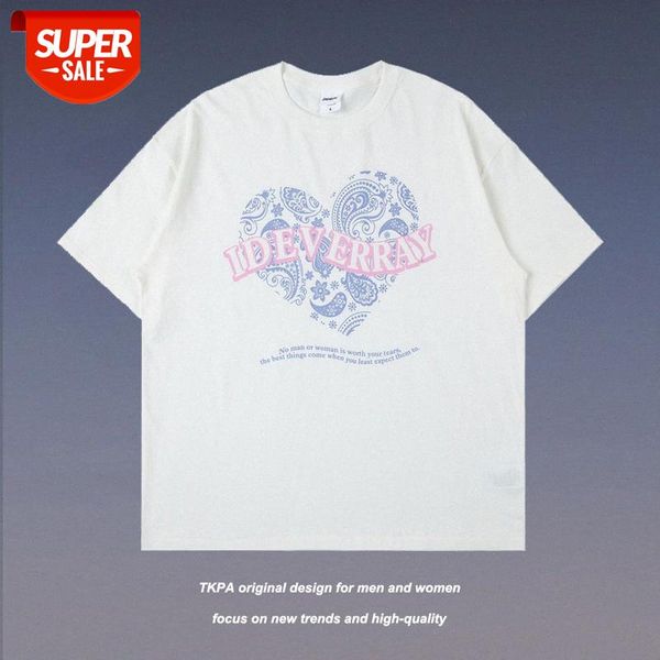 

t shirt national tide cashew flower vibe heartbreak short sleeve oversize men and women street loose couple half #1r3p, White;black