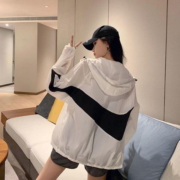 

women's jackets summer 2021 korean style loose casual student all-matching thin sports jacket sun protection clothing long sleeve, Black;brown