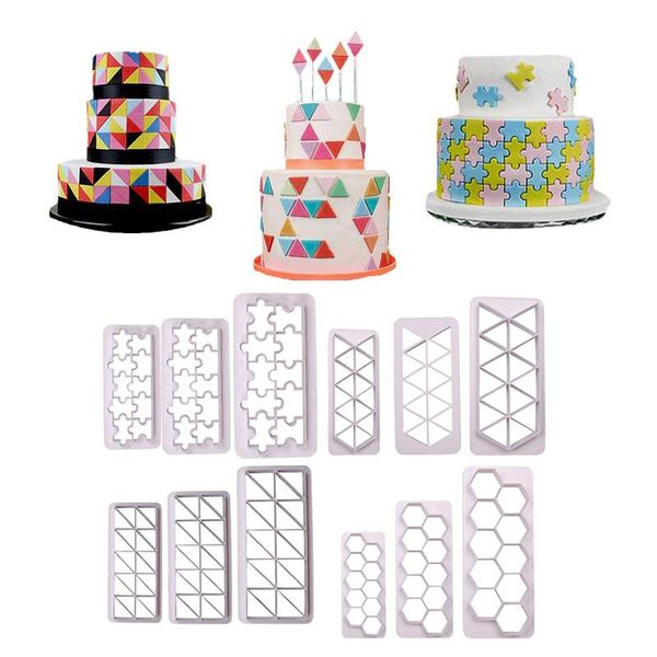 

cake tools 3pcs/set 3d decor baking mold geometric shape biscuits cookie cutter mould decorating fondant