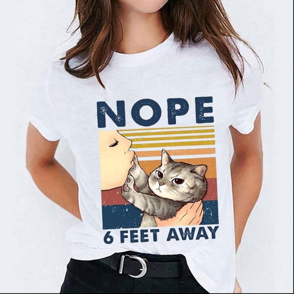 

cat striped cartoon womens short sleeve halloween print graphic tee, White