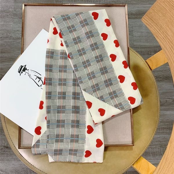 

25w yao chen's same small silk for women spring and autumn fashion korean versatile decorative winter scarf cravat rectangular scarf ties, Black;gray