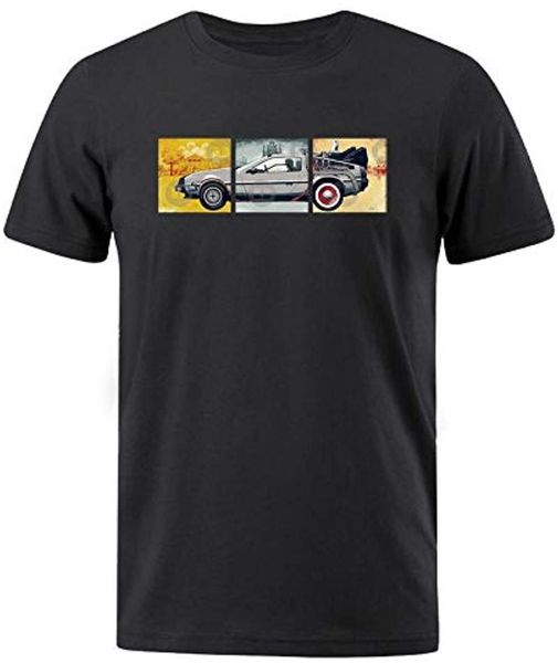 

men's t-shirts movie series back to the future men t-shirt print cotton breathable short-sleeved fashion top, White;black