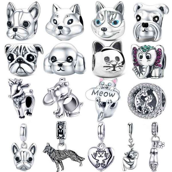 Pet Dog fit Europe Bracciale Perline 925 Sterling Silver Shiba Inu Wolf Monkey Charm Deer Elephant Cat Creazione di gioielli