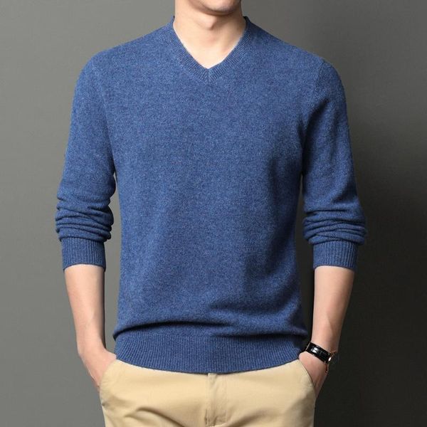 

men's sweaters 2021 100% wool t-shirt autumn winter thick cashmere jumper male casual solid color v-neck knitwear pullovers, White;black