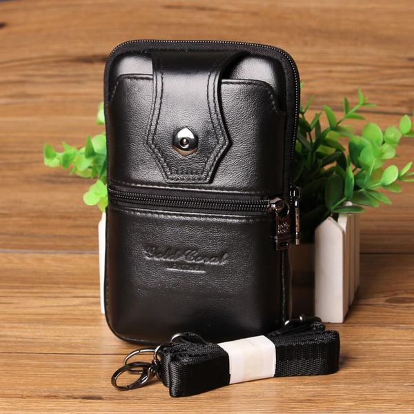 

waist bags gold coral genuine leather shoulder bag fashion men phone pouch coin purse male travel fanny pack belt packs