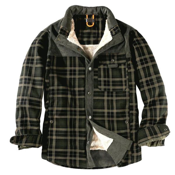 

men's casual shirts winter thick plaid shirt men wool liner warm mens windbreaker cotton long sleeve patchwork camisa masculina, White;black