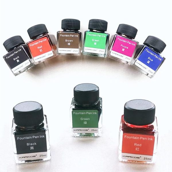 

25ml 6 colors non-carbon glitter calligraphy painting drawing fountain pen ink refills, Black;red