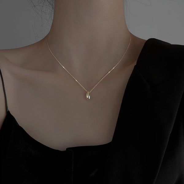 

chains s925 sterling silver water drop necklace for female minimal design cool clavicle chain simple jewelry