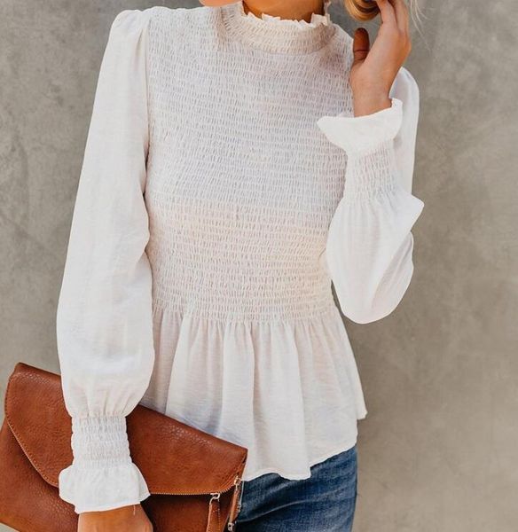 

blouses slim shirt solid white,green,orange spring summer aurumn stand neck blouse long flare sleeve casual chiffon women's & shirts