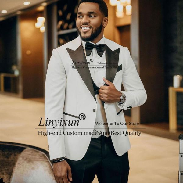 

men's suits & blazers handsome white mens blazer slim fit male prom 3 piece sets wedding groom wear tuxedo costume homme (jacket+vest+p, White;black