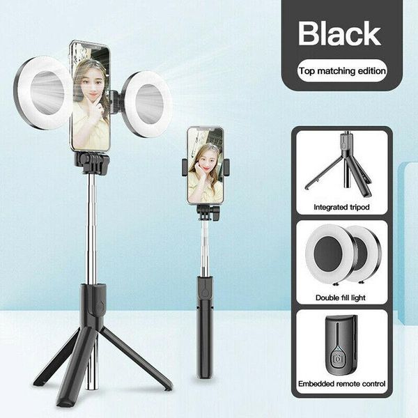 

wireless bluetooth selfie stick tripod with ring light beauty portrait fill lighting for 11 pro xs 7 8plus samsung monopods