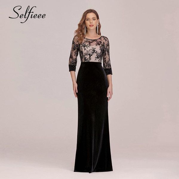

black woman dress formal evening party sequined floral o-neck winter dresses vintage mermaid floor-length vestido de mujer robe casual, Black;gray