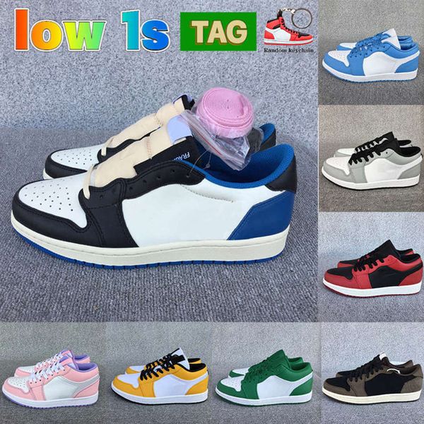 

2021 low 1 1s university blue men basketball shoes unc light smoke grey reverse bred hyper royal laser orange women trainers mens sneakers, Black
