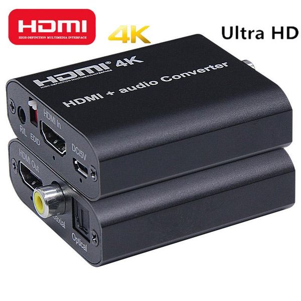 

audio cables & connectors extractor converter uhd 4k/2k/30hz splitter with cable 3.5mm stereo optical coaxial compatible 5.1 ch/ac3 swi