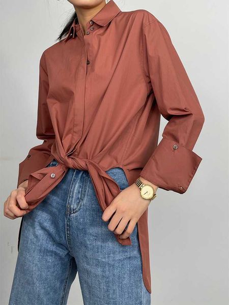 

women's trench coats ouevrey women long-sleeved korean style shirt cotton wear to work oversize long blouse, Tan;black