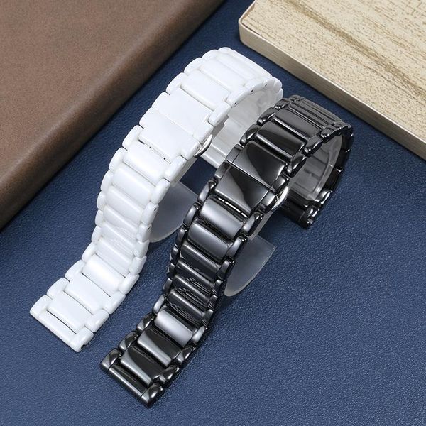 

watch bands ceramic watchband replacement ar1509 1507 1895 70002ar6008 series black white chain 22mm men's bracelet, Black;brown