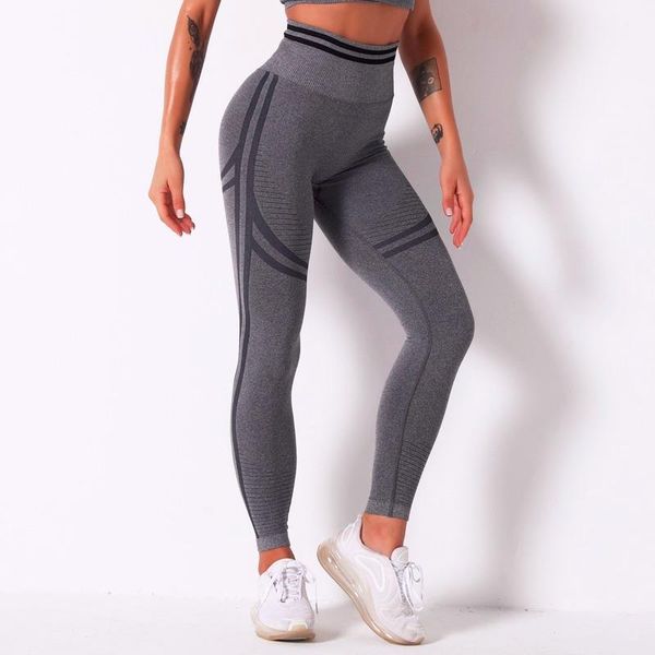 

yoga outfit seamless leggings sport women fitness elastic stripe pants breathable high waist sweatpants tights booty leggin trousers