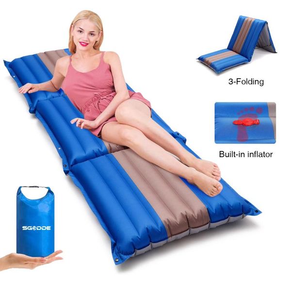 

inflatable camping sleeping mat built-in pump waterproof mattress lightweight portable beach towel hiking trekking outdoor pads