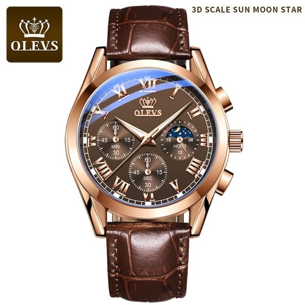 

luxury watches quartz men's watches leather strap 30m waterproof fashion men's watch watch for men lighter clock 210804, Slivery;brown