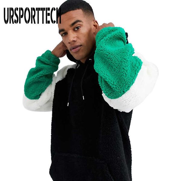 

spring autumn hoodies men sweatshirt warm hooded sweatshirts casual pullover men plush baggy sweatshirts coat sportswear 210528, Black