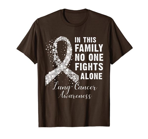 

in this family no one fight alone support lung cancer t-shirt, White;black