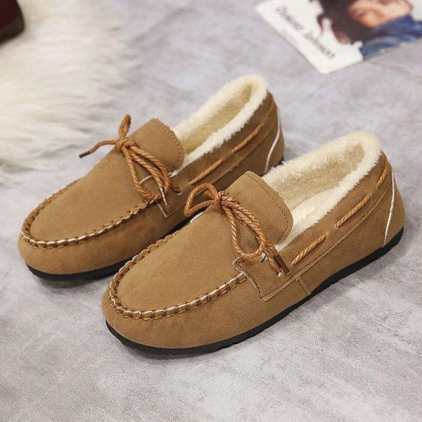 

boots vogue shoes women winter warm 100% genuine leather flat casual loafers slip on women's flats plush, Black