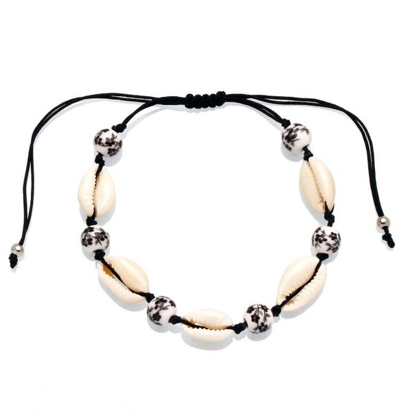 

anklets cowrie seashell ceramic bead handcrafted anklet women girl 2021 fashion shells string surf summer beach jewelry present, Red;blue