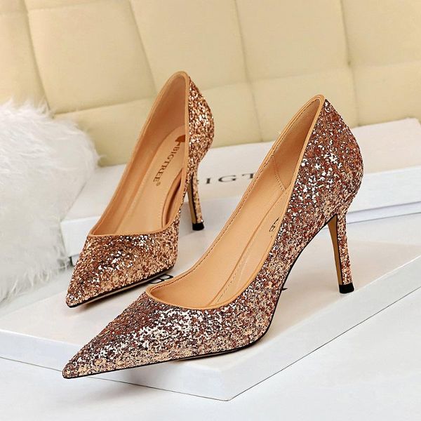 

dress shoes glitter high heels bridal wedding pointed toe women pumps luxury bling stiletto ladies party zapatos mujer, Black