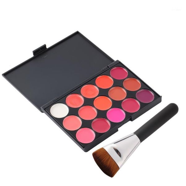 

multicolor beauty makeup 15 colors professional glitter lipstick palette with cosmetic brush palette1