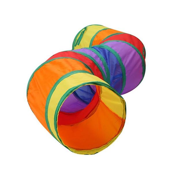 

cat toys s-shape rainbow tunnel tub foldable 2 holes kitten toy cave