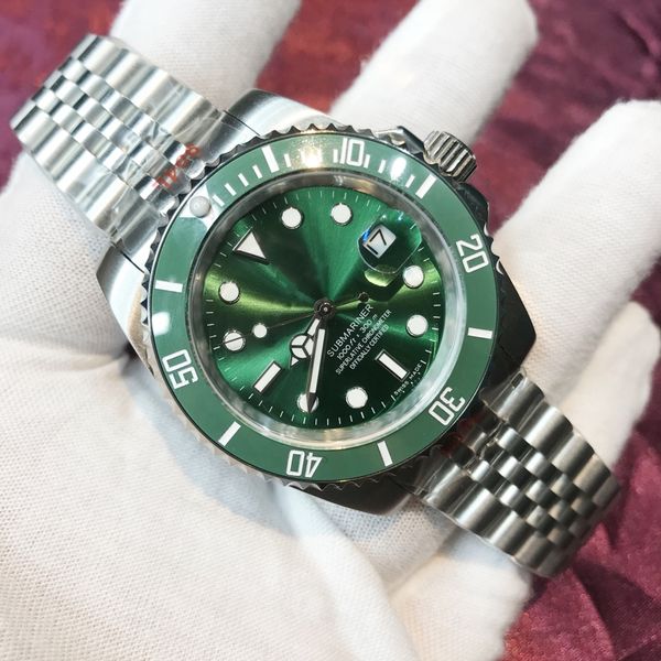 

15 types mens watches green dial ceramic bezel sapphire glass luminous automatic sweeping 904l stainless steel waterproof wristwatches, Slivery;brown