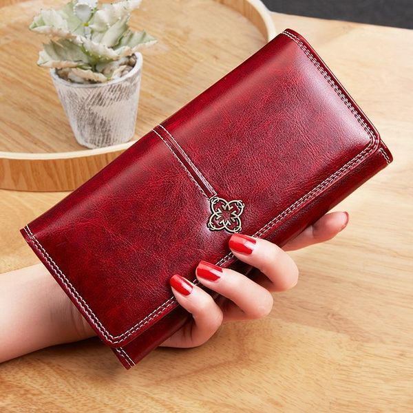 

womens wallet pu leather portfel damski oil skin clutch bag female coin card holder carteira feminina, Red;black