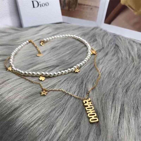 

special offer 75% off outlet online 2021 new pearl double layer necklace, exquisite and atmospheric star, same necklace lfeo, Silver
